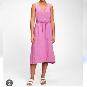GAP Purple Pink Buttoned Tie Front Midi Sundress..SIZE:M